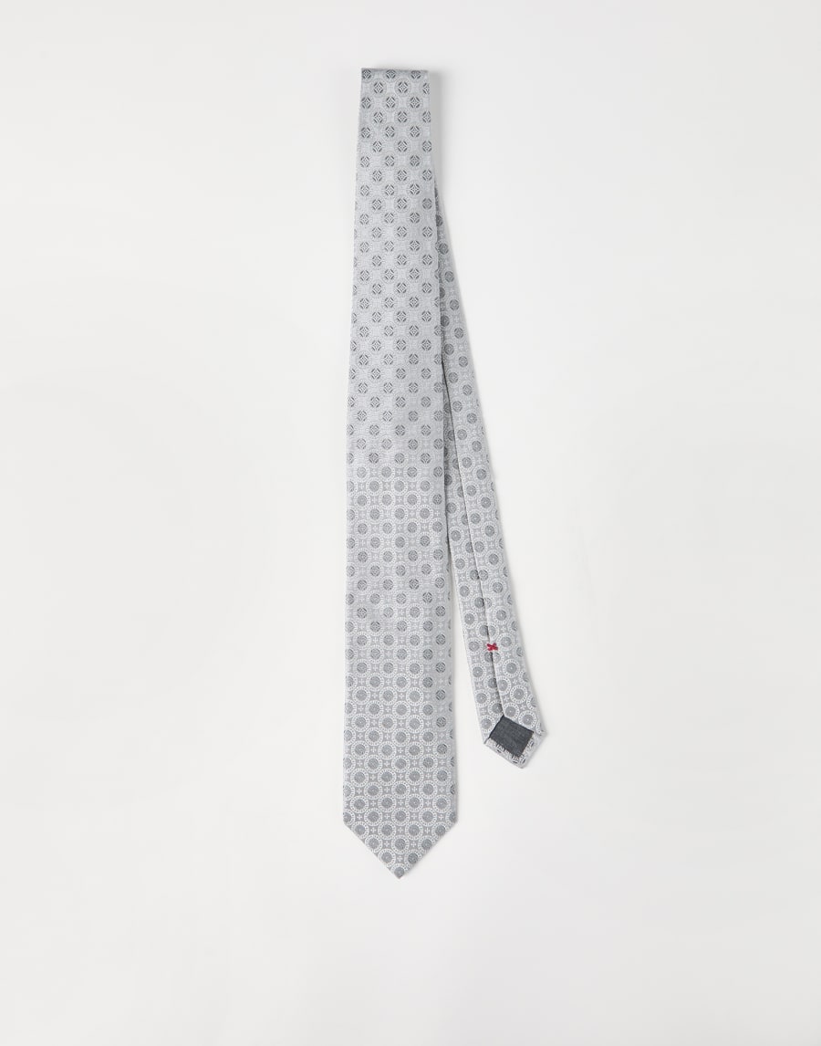 Silk tie with pattern Light Grey Man - Brunello Cucinelli