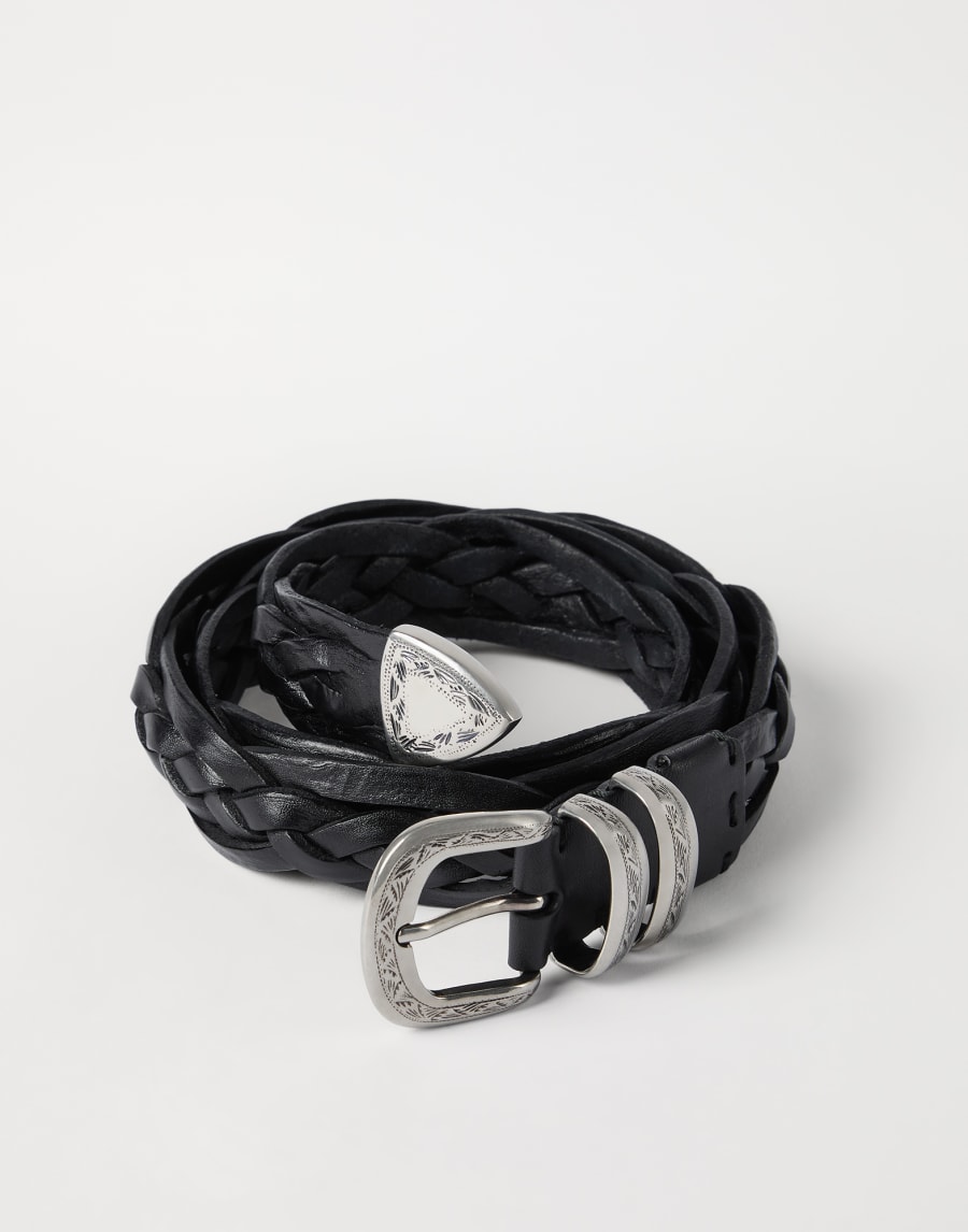 Braided calfskin belt Black Man - Brunello Cucinelli