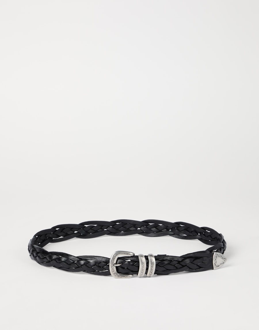 Braided calfskin belt Black Man - Brunello Cucinelli