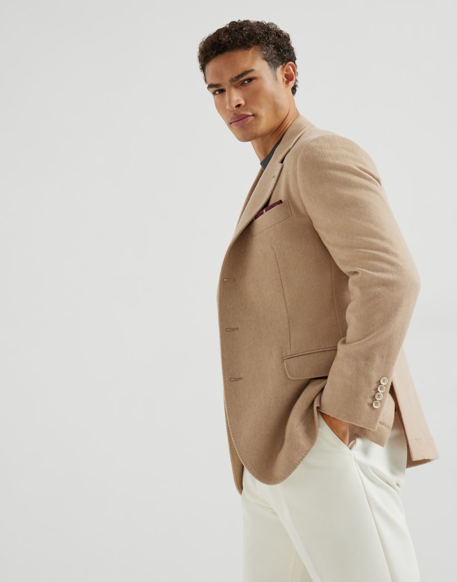 Cashmere and vicuña beaver cloth blazer Buff Man - Brunello Cucinelli