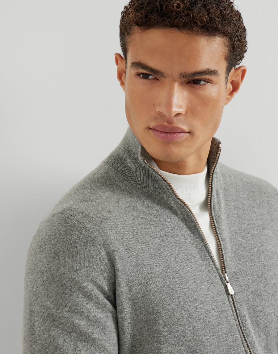 Cashmere and vicuña cardigan Grey Man - Brunello Cucinelli