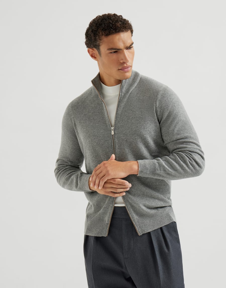 Cashmere and vicuña cardigan Grey Man - Brunello Cucinelli