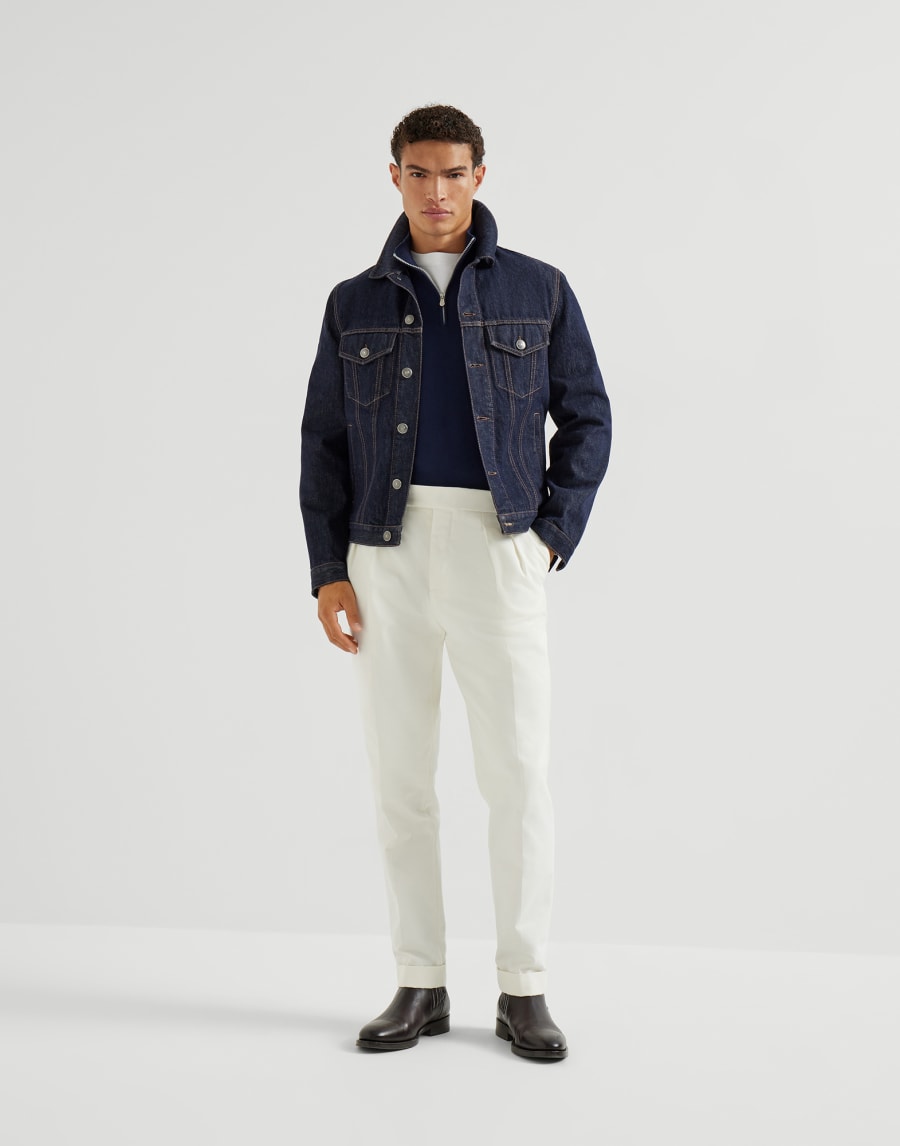 Vicuña sweater with half-zip Blue Man - Brunello Cucinelli