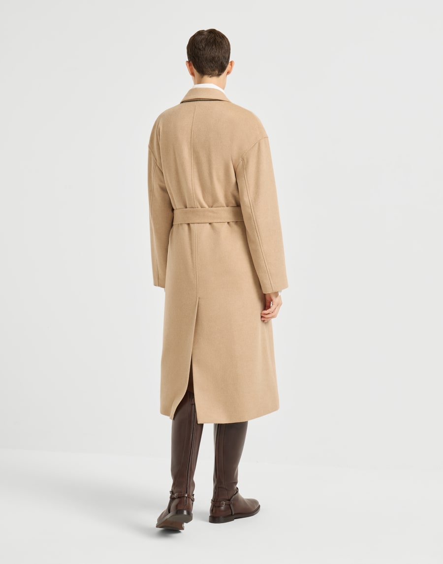 Cashmere and vicuña beaver cloth coat Camel Woman - Brunello Cucinelli
