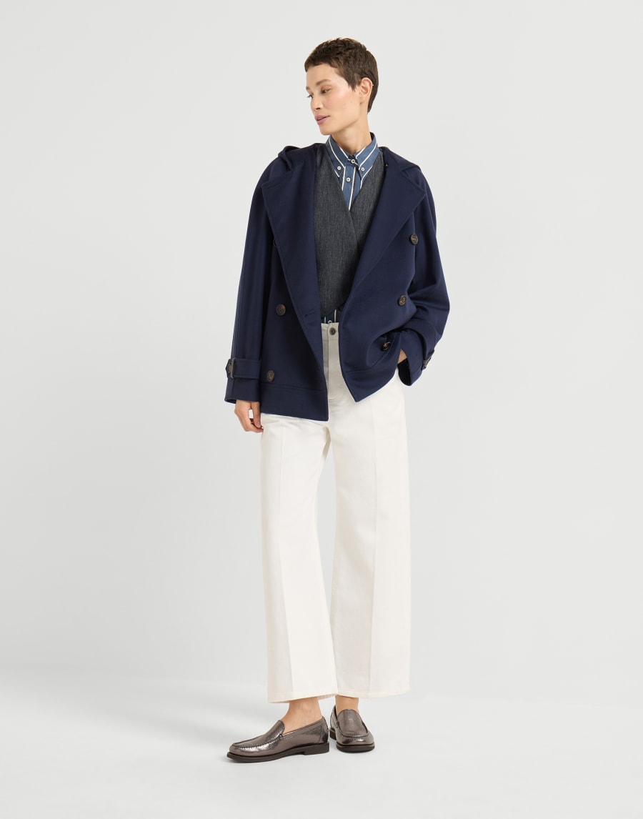 Cashmere and vicuña caban jacket Navy Blue Woman - Brunello Cucinelli