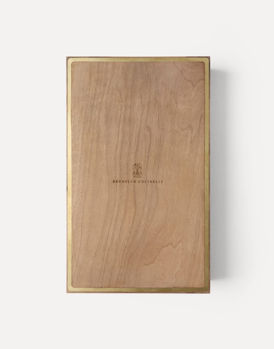 Walnut wood, Krion® and brass backgammon set Beige Lifestyle - Brunello Cucinelli