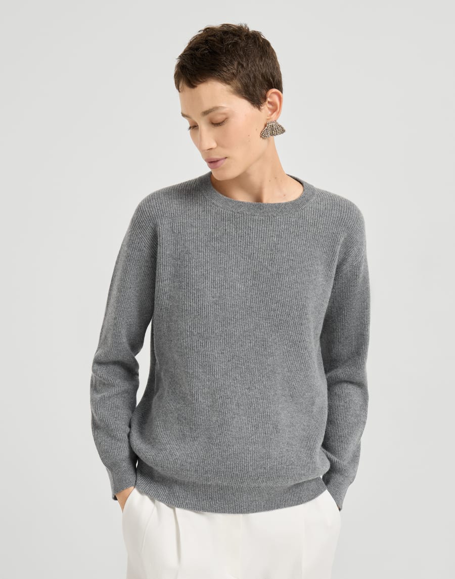 Cashmere and vicuña sweater Grey Woman - Brunello Cucinelli