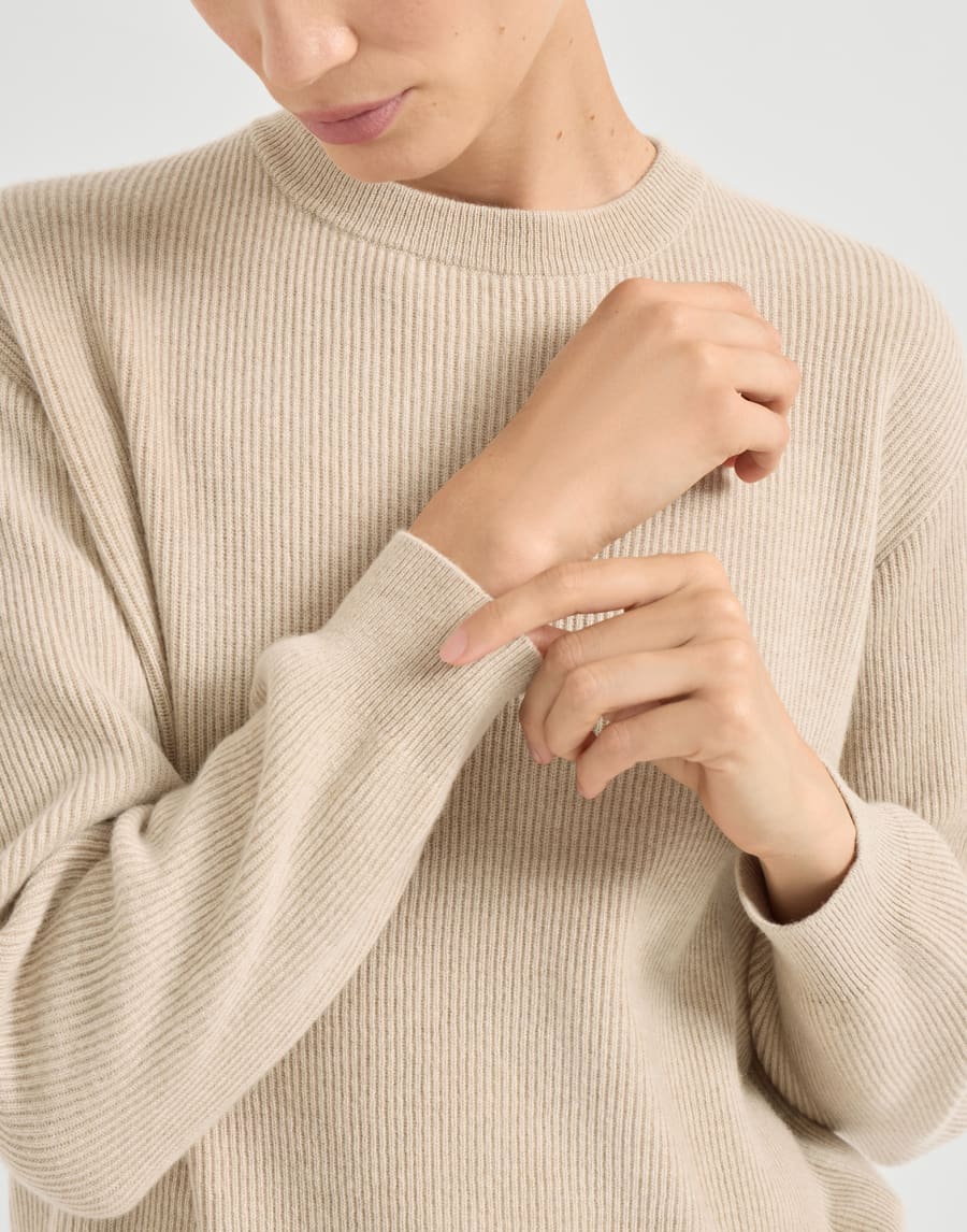 Cashmere and vicuña sweater Beige Woman - Brunello Cucinelli