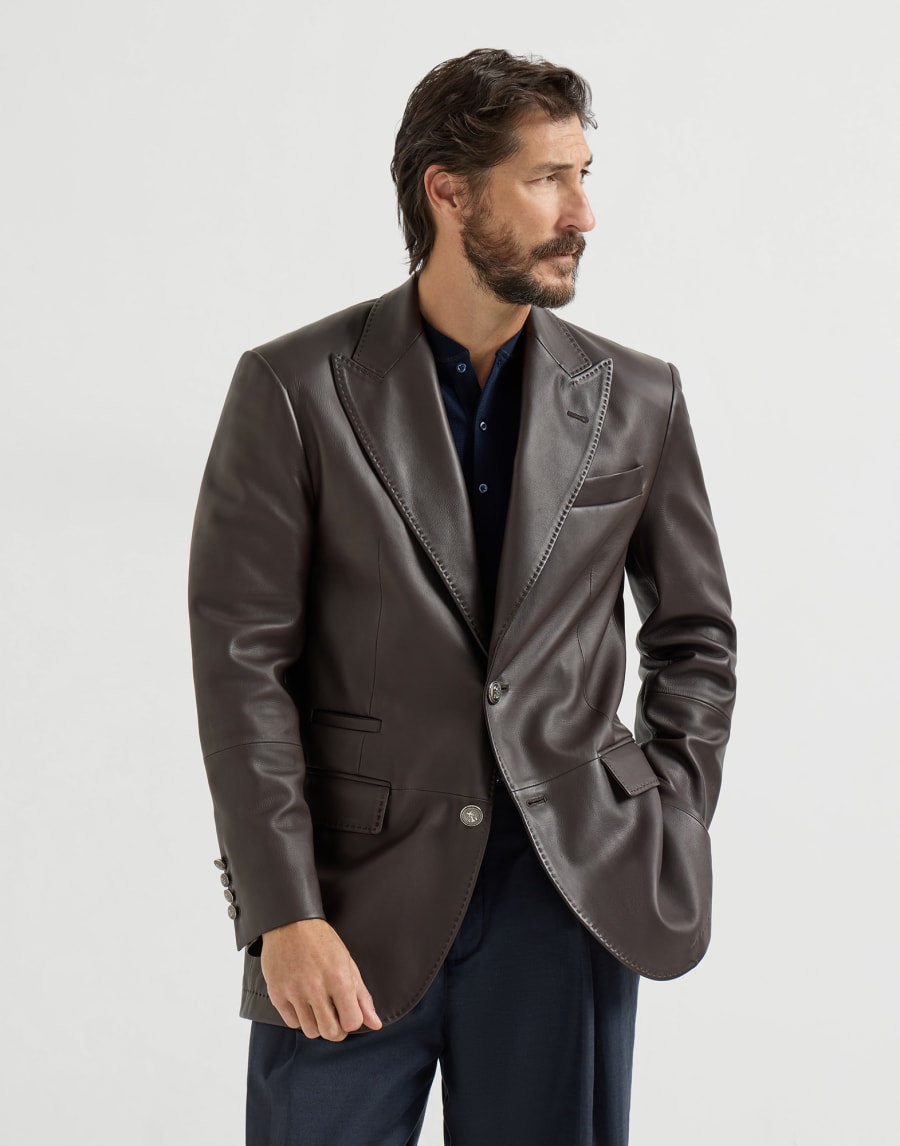 Calfskin blazer Chocolate Man - Brunello Cucinelli