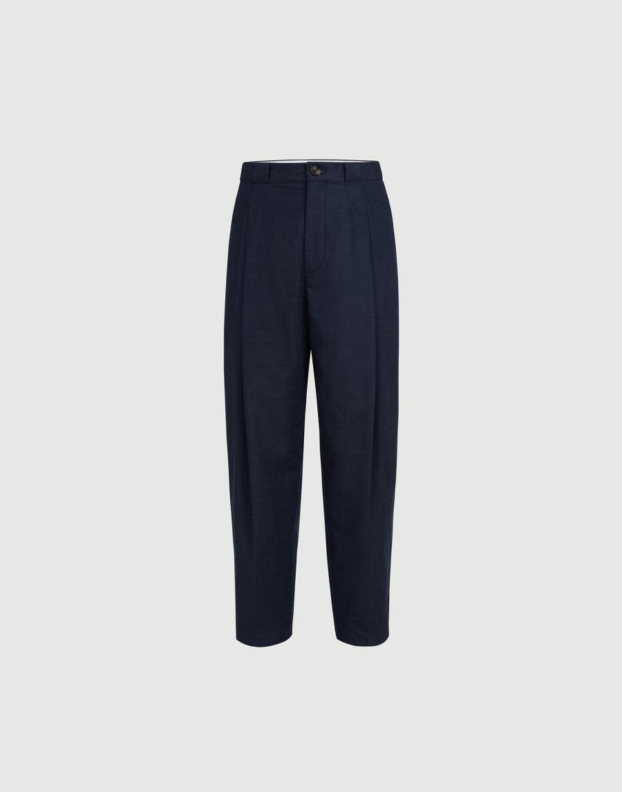 Cotton and linen trousers Navy Blue Man - Brunello Cucinelli