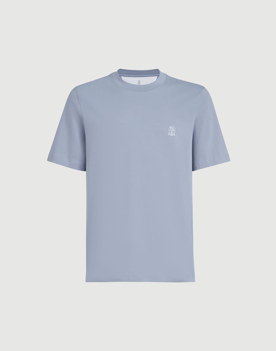 Jersey T-shirt with logo Slate Man - Brunello Cucinelli