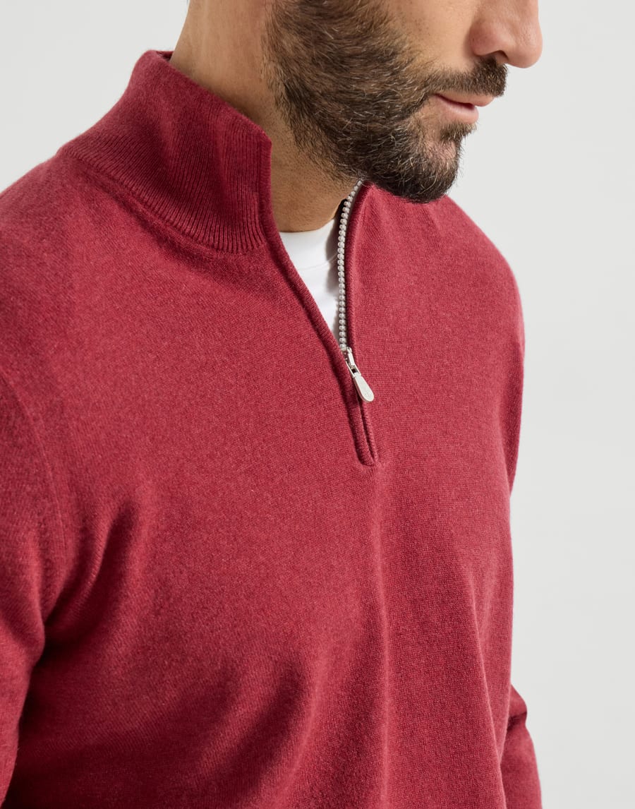 Cashmere sweater with half zip Cherry Man - Brunello Cucinelli