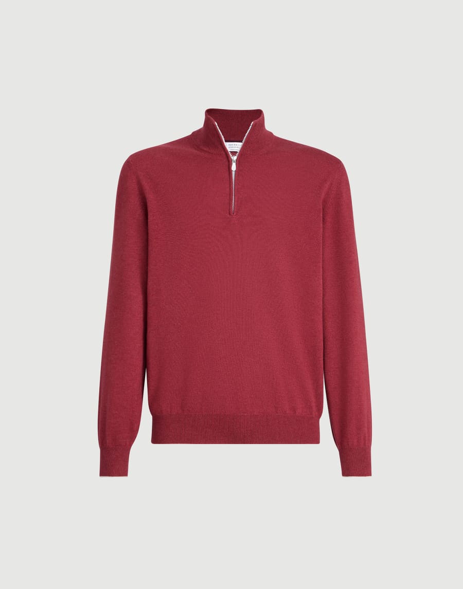 Cashmere sweater with half zip Cherry Man - Brunello Cucinelli