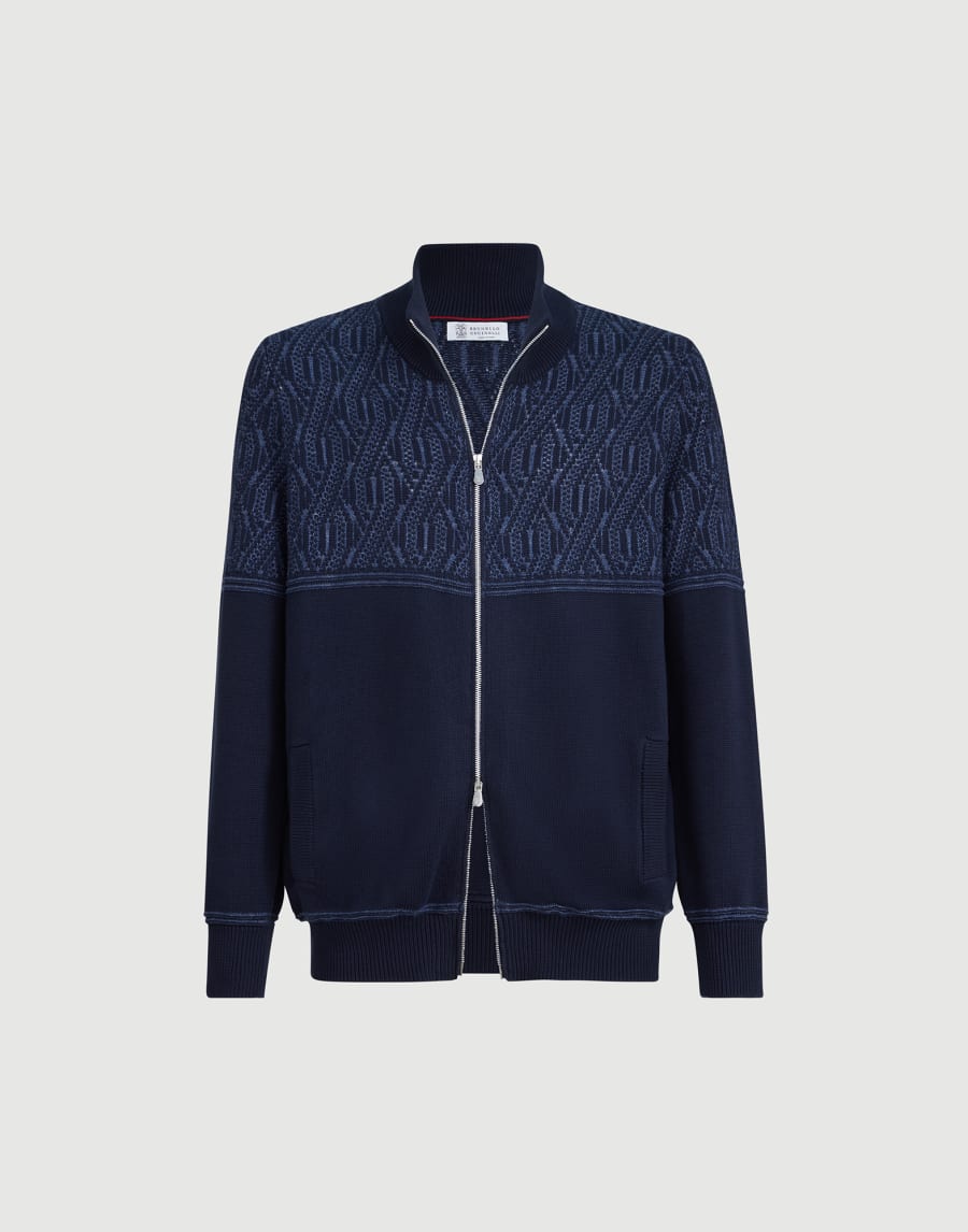 Cotton cardigan Navy Blue Man - Brunello Cucinelli