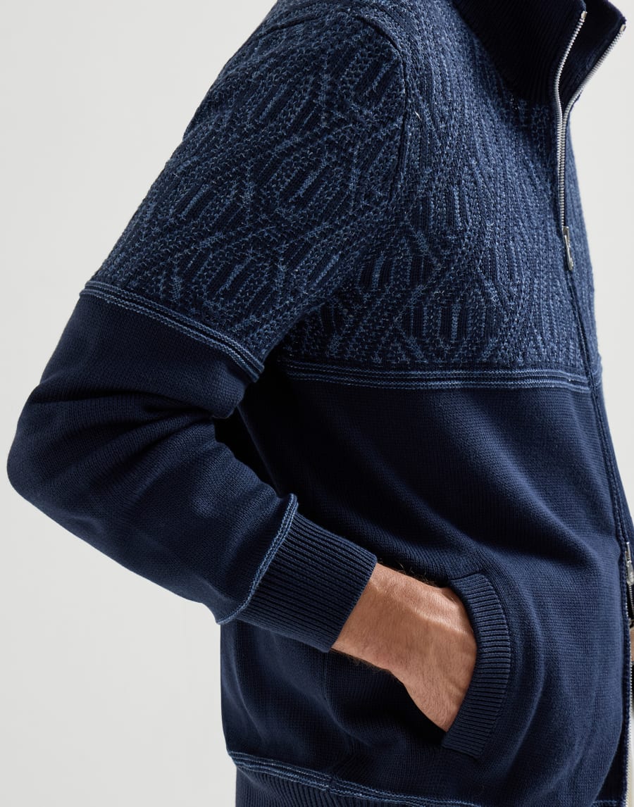 Cotton cardigan Navy Blue Man - Brunello Cucinelli