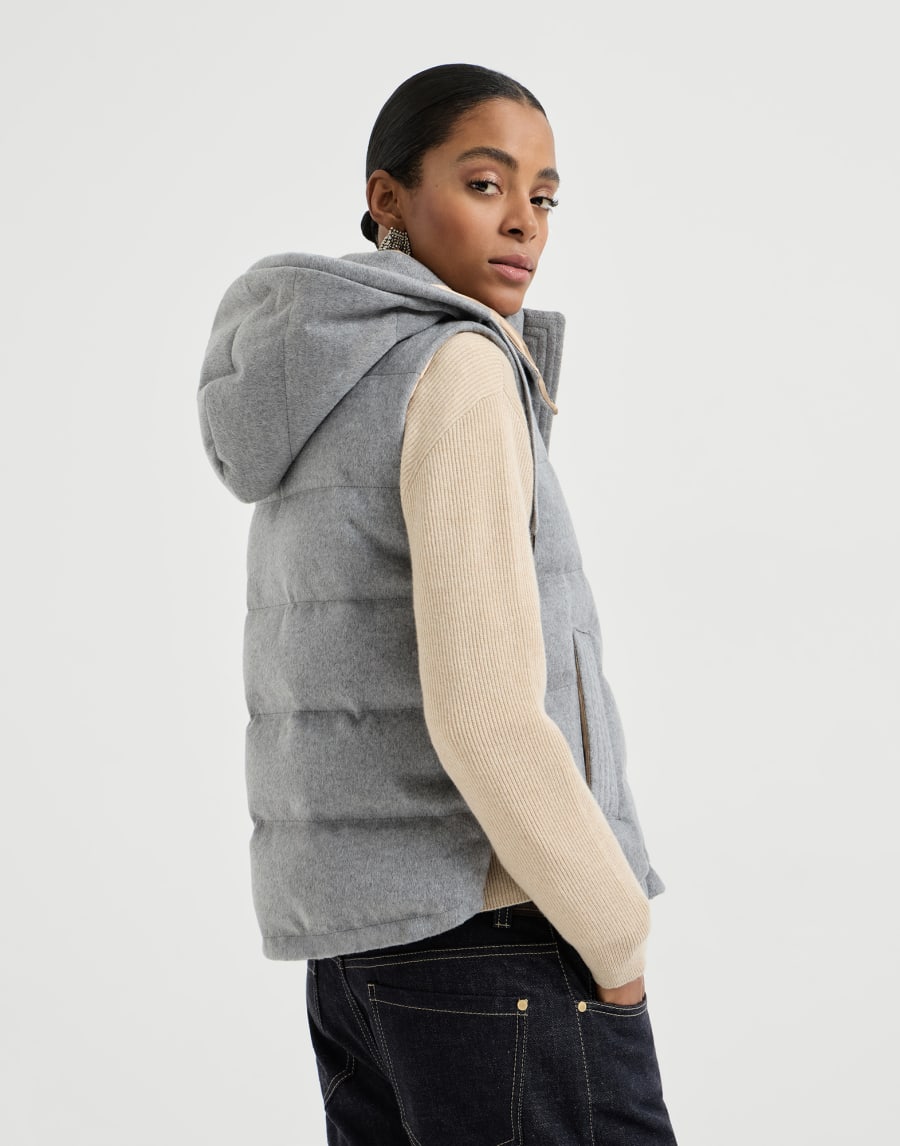 Cashmere and vicuña down vest Grey Woman - Brunello Cucinelli