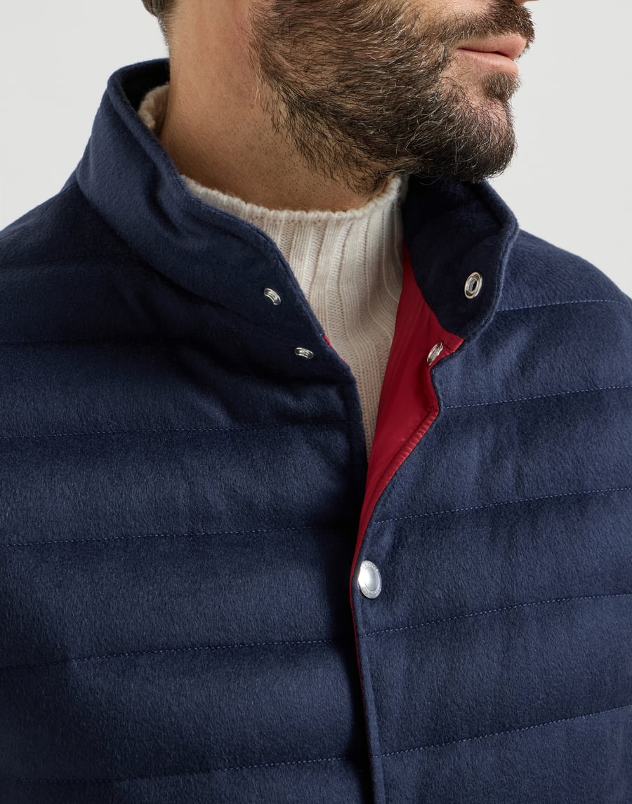Cashmere flannel down vest Blue Man - Brunello Cucinelli