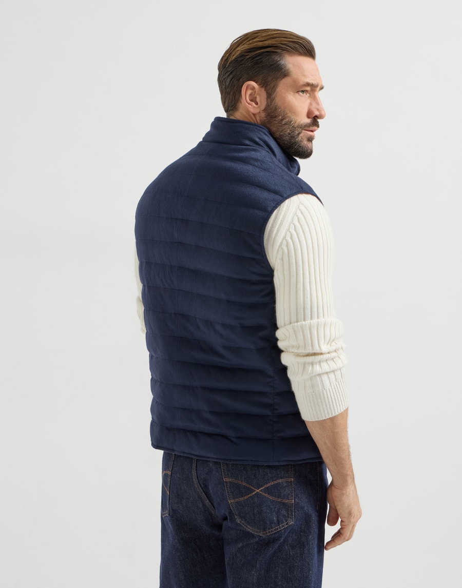 Cashmere flannel down vest Blue Man - Brunello Cucinelli