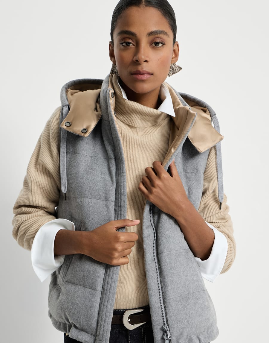 Cashmere and vicuña down vest Grey Woman - Brunello Cucinelli