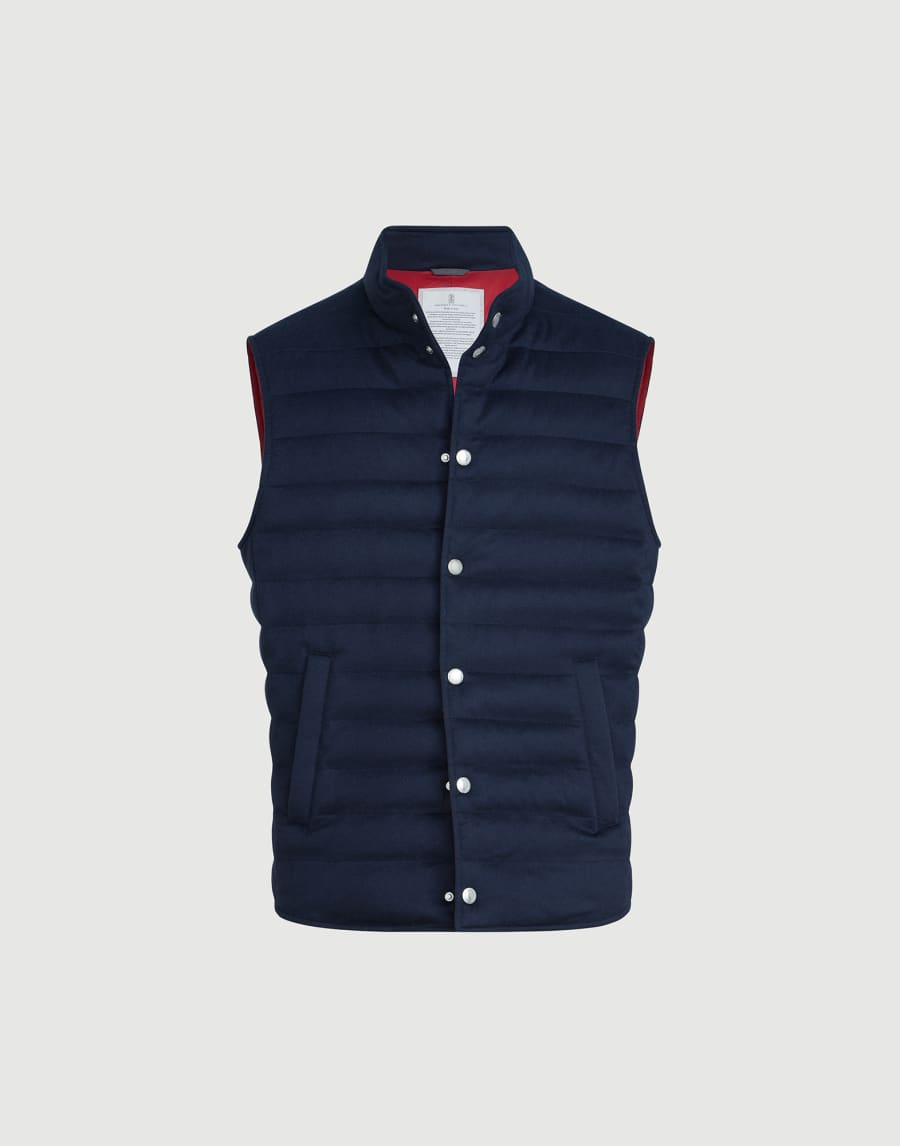 Cashmere flannel down vest Blue Man - Brunello Cucinelli