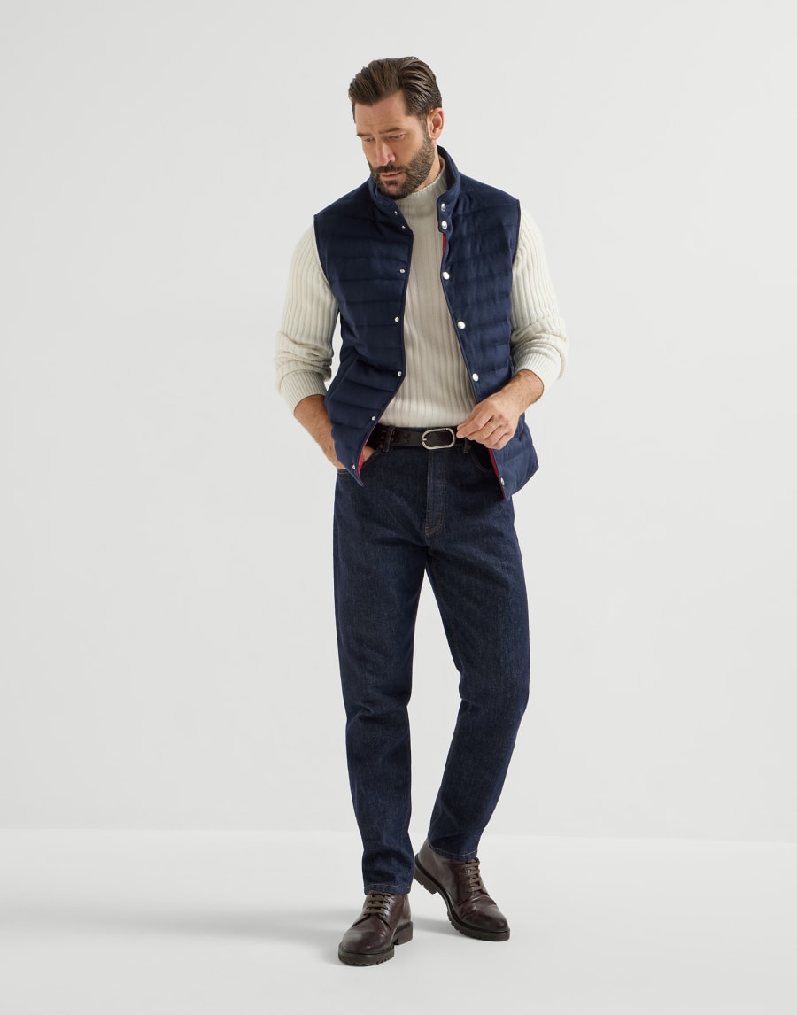 Cashmere flannel down vest Blue Man - Brunello Cucinelli