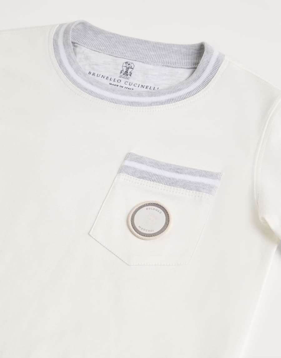 Футболка с карманом Белый с Сероватым Оттенком Мальчики - Brunello Cucinelli