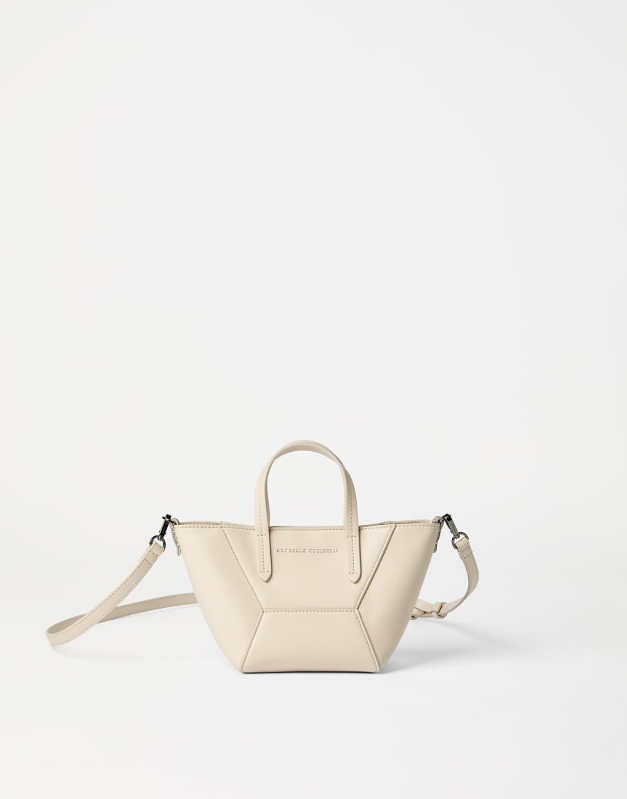 Calfskin mini BC Duo bag Ivory Woman - Brunello Cucinelli