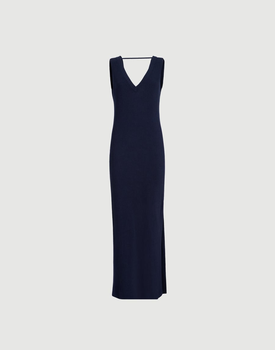 Rib knit dress Blue Woman - Brunello Cucinelli