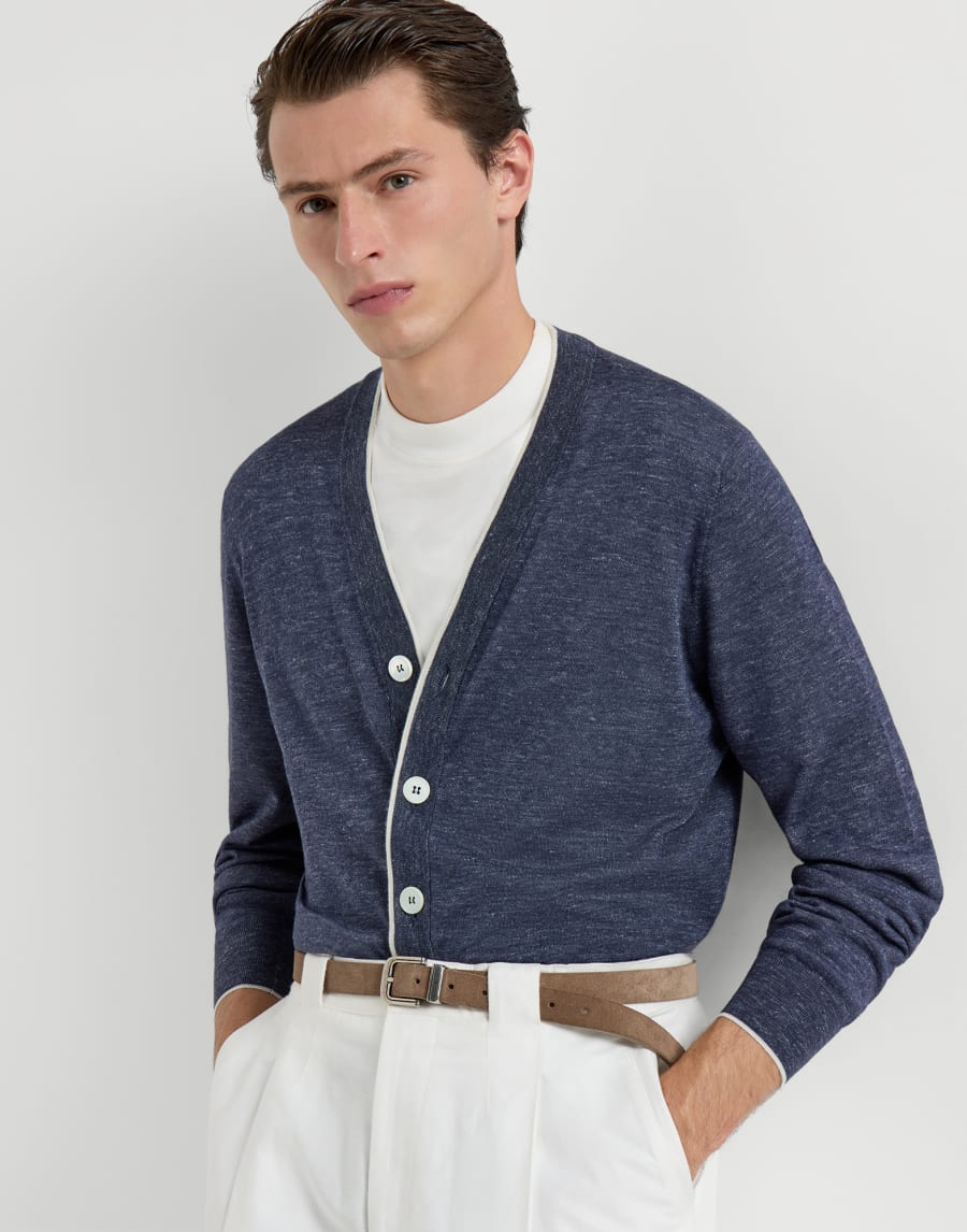 Lightweight cardigan Avio Blue Man - Brunello Cucinelli