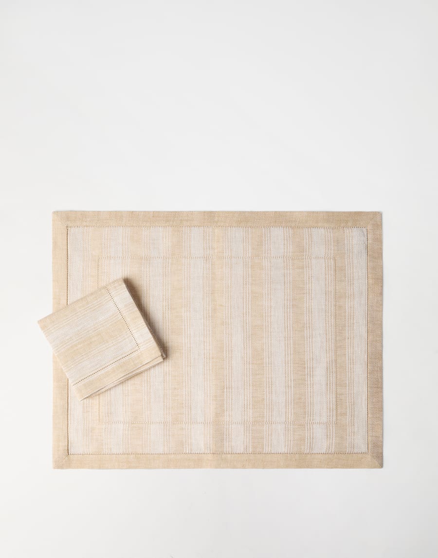 Striped linen placemat and napkin set Panama Lifestyle - Brunello Cucinelli