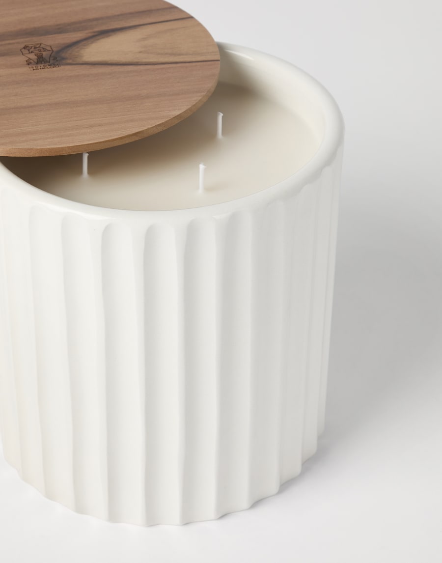 带木盖大号蜡烛罐 乳白 生活风格 - Brunello Cucinelli