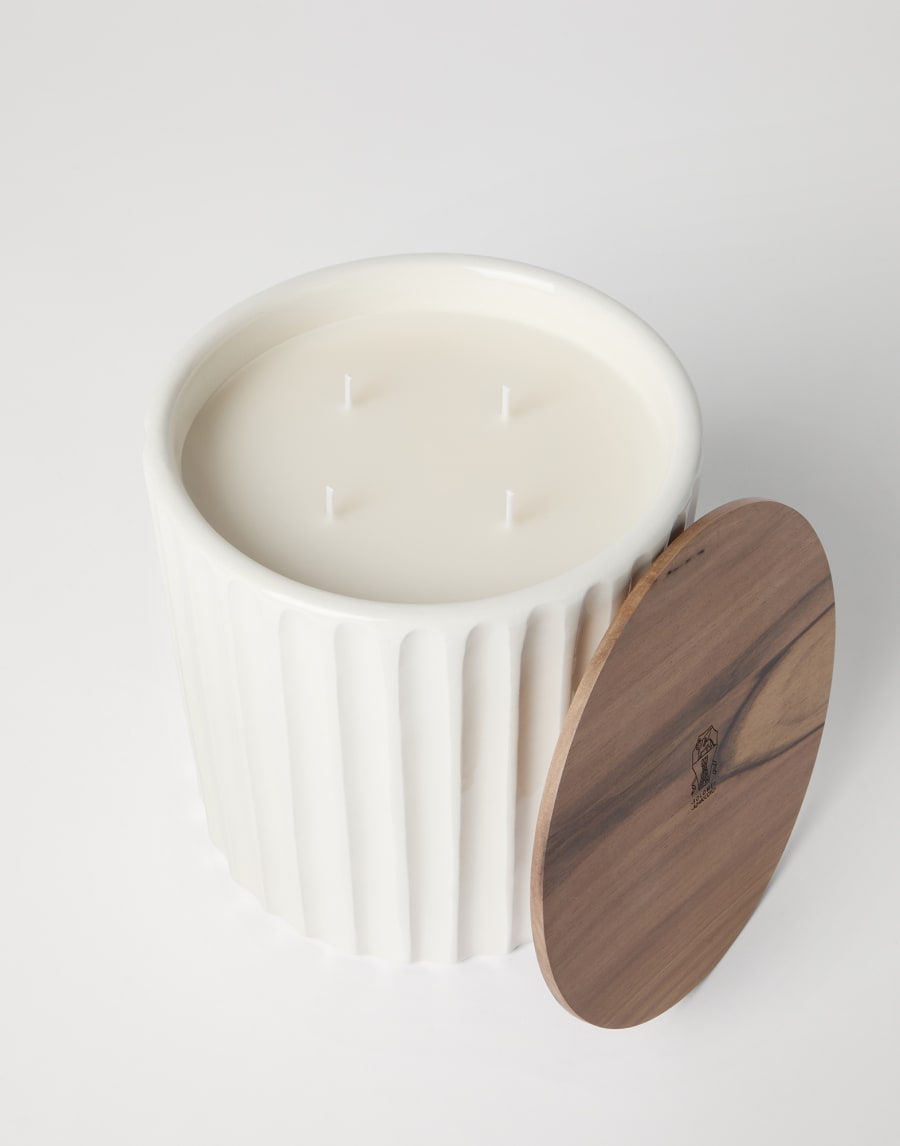 带木盖大号蜡烛罐 乳白 生活风格 - Brunello Cucinelli