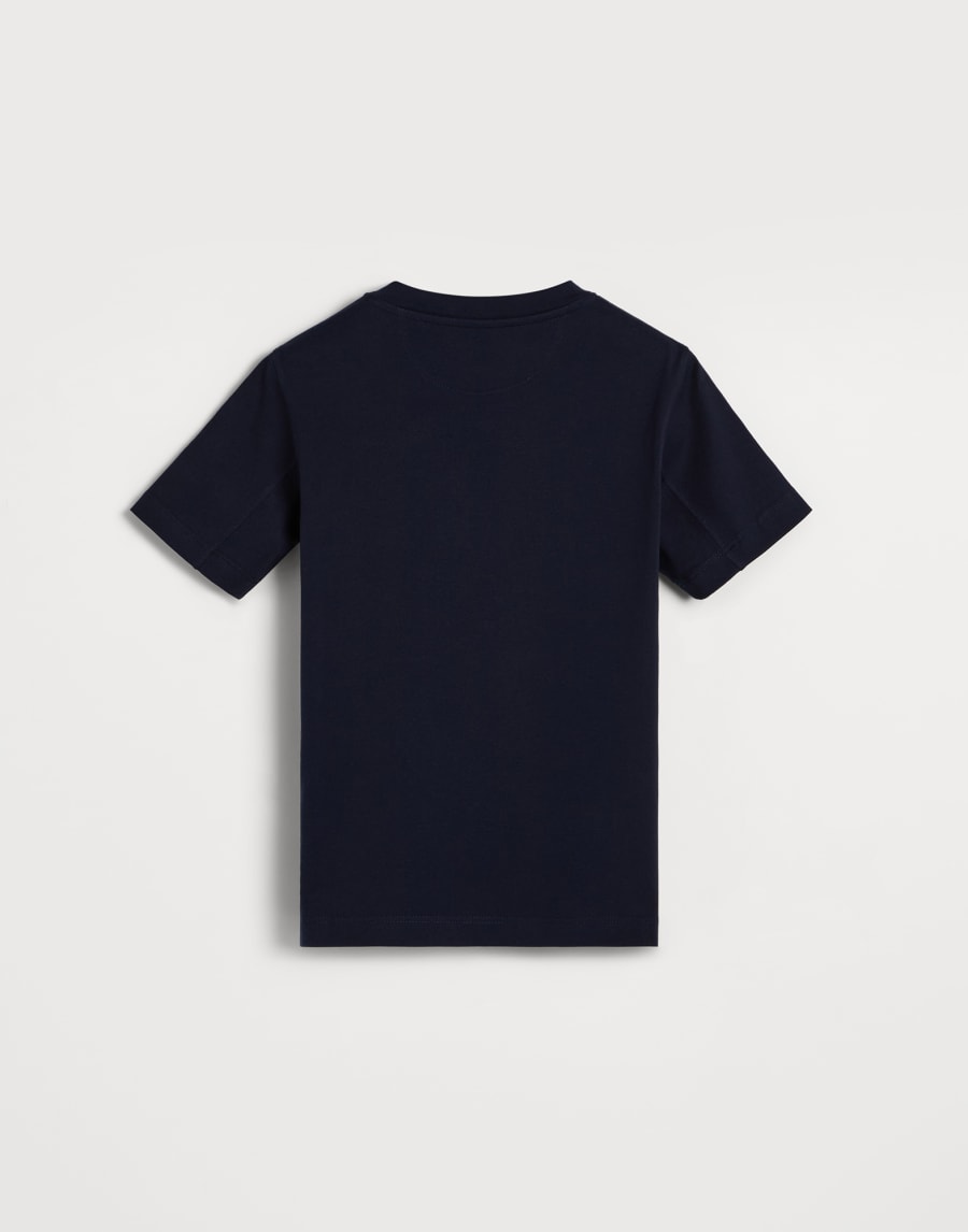 T-Shirt mit Print Blau Jungen - Brunello Cucinelli