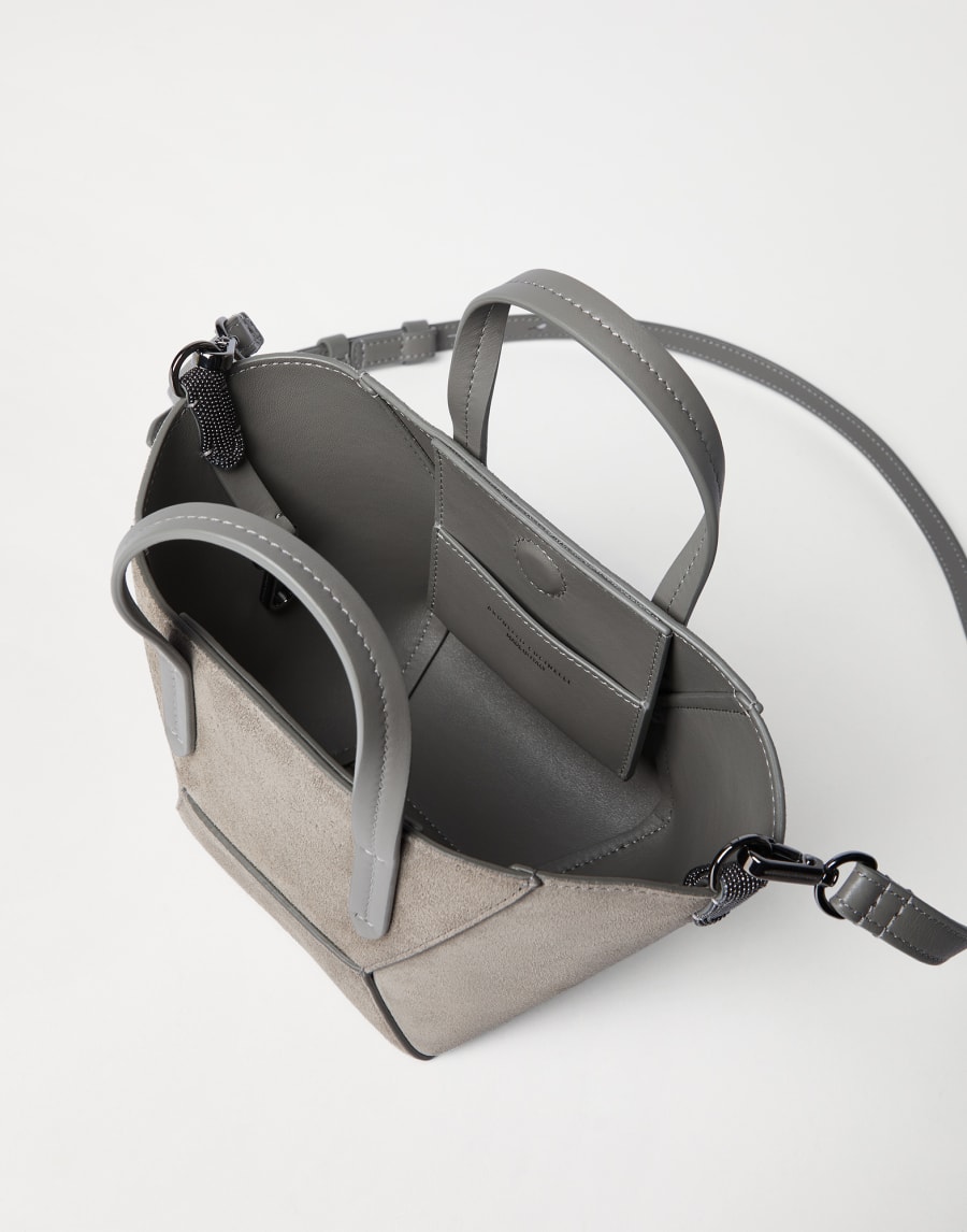 Borsa BC Duo mini in camoscio Khaki Donna - Brunello Cucinelli