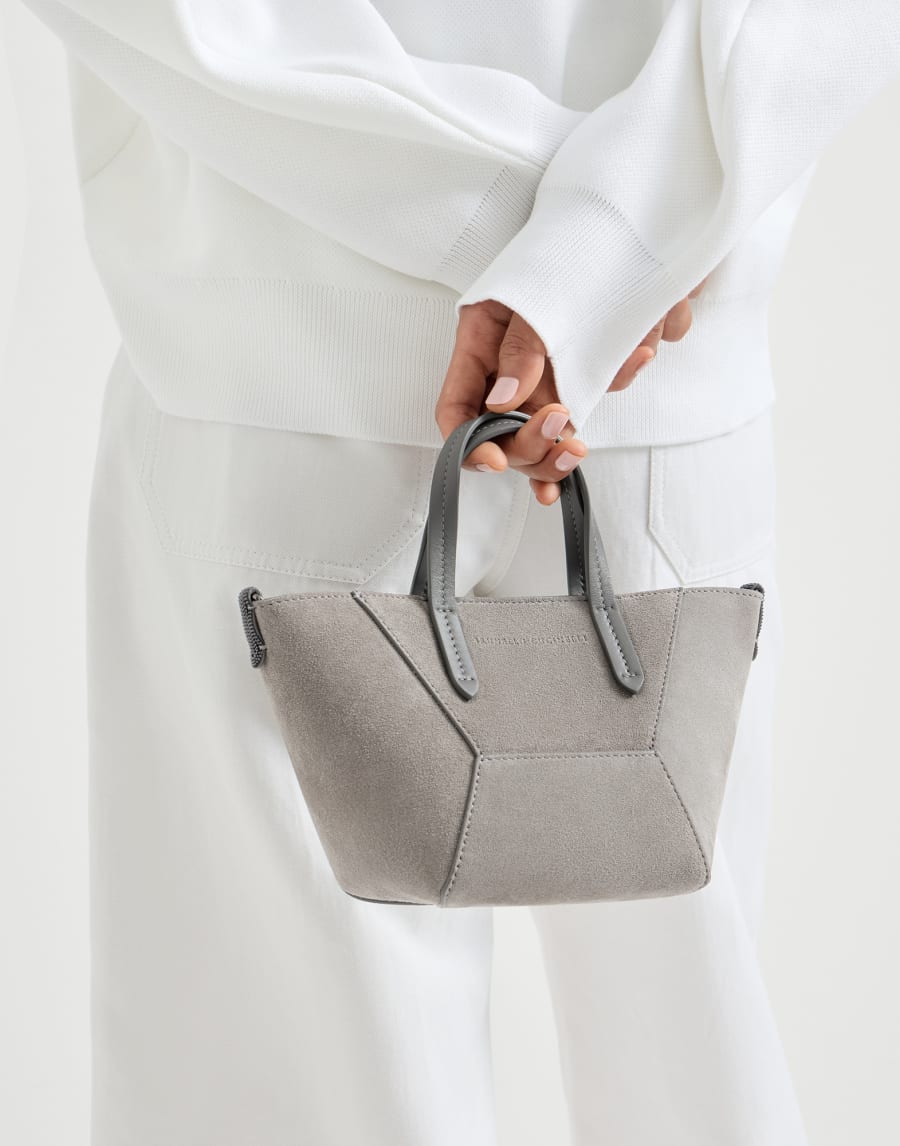 Suede mini BC Duo bag Khaki Woman - Brunello Cucinelli