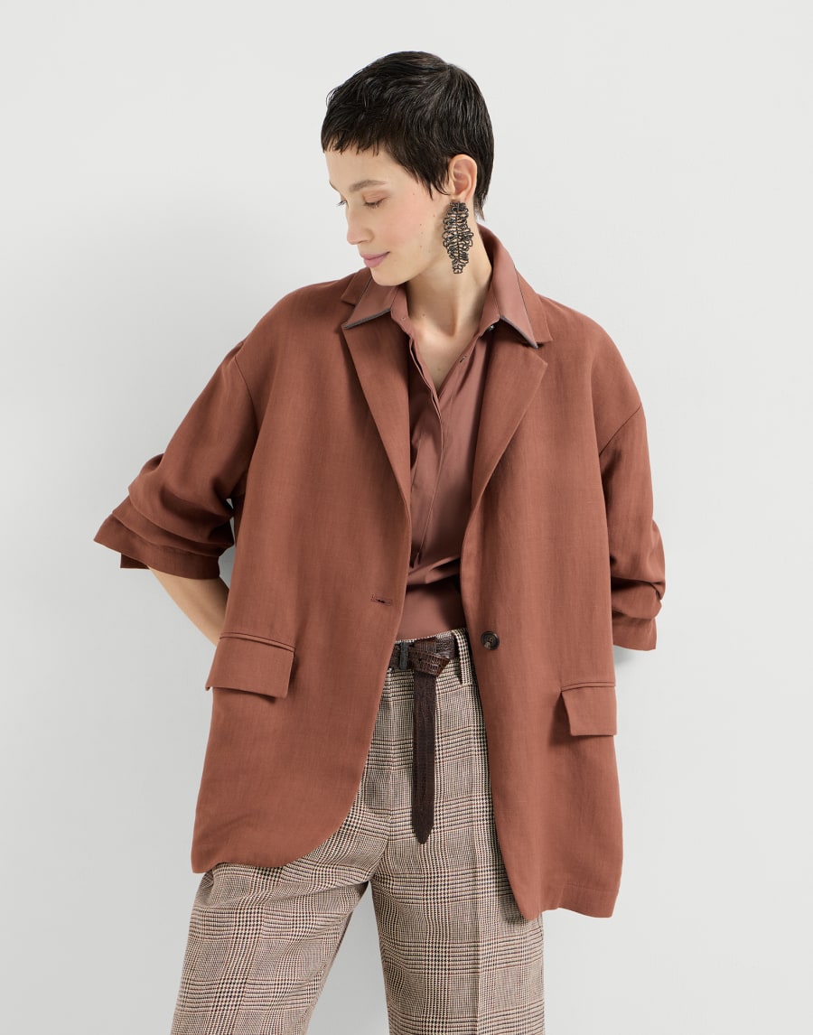 Blazer aus Fluid-Twill Orange Damen - Brunello Cucinelli