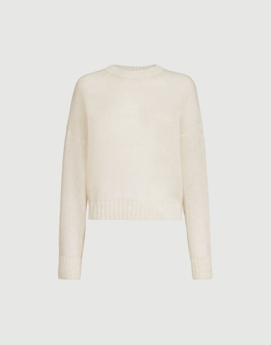 Mohair and wool sweater Ivory Woman - Brunello Cucinelli