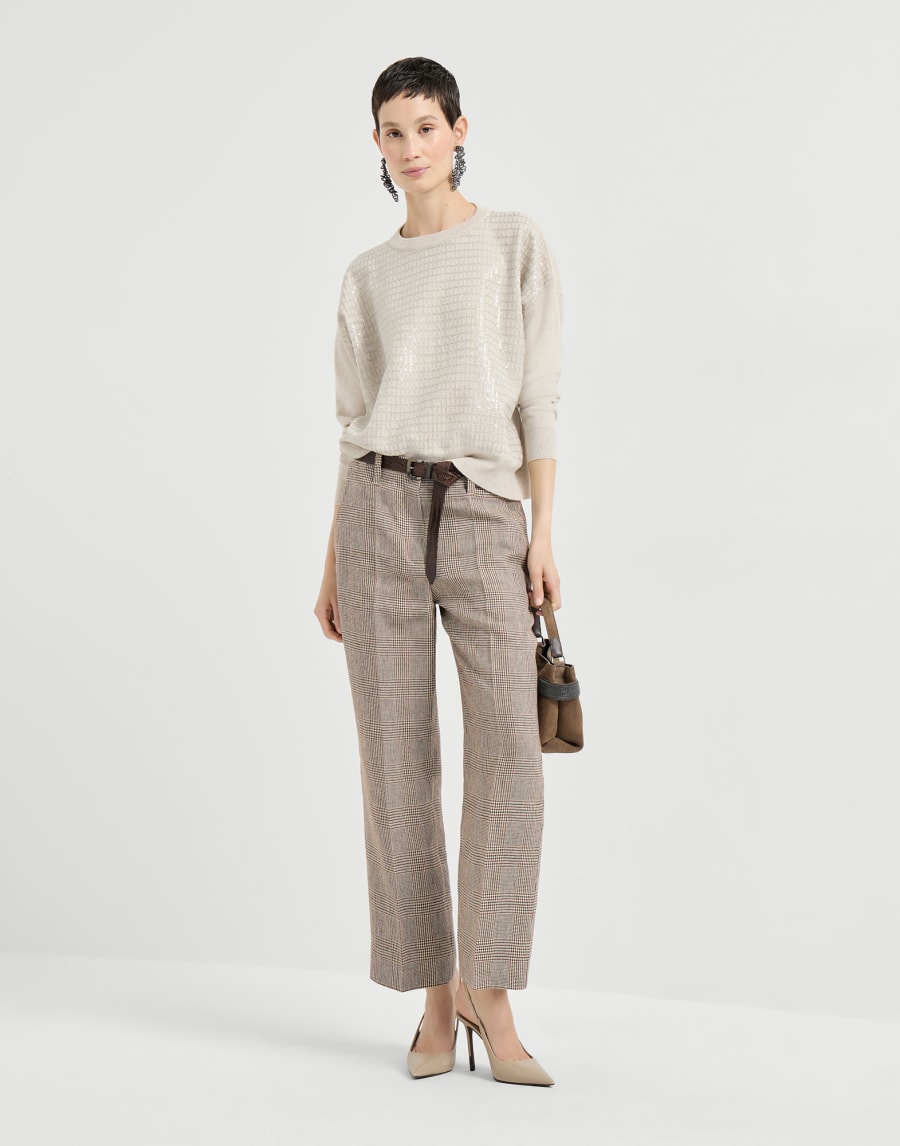 Dazzling Embroidery sweater Beige Woman - Brunello Cucinelli