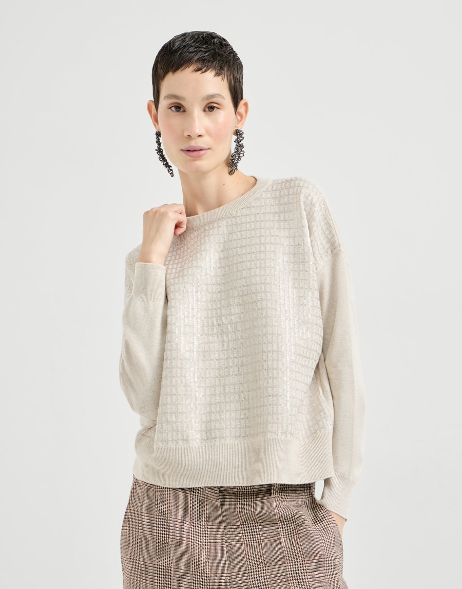Dazzling Embroidery sweater Beige Woman - Brunello Cucinelli