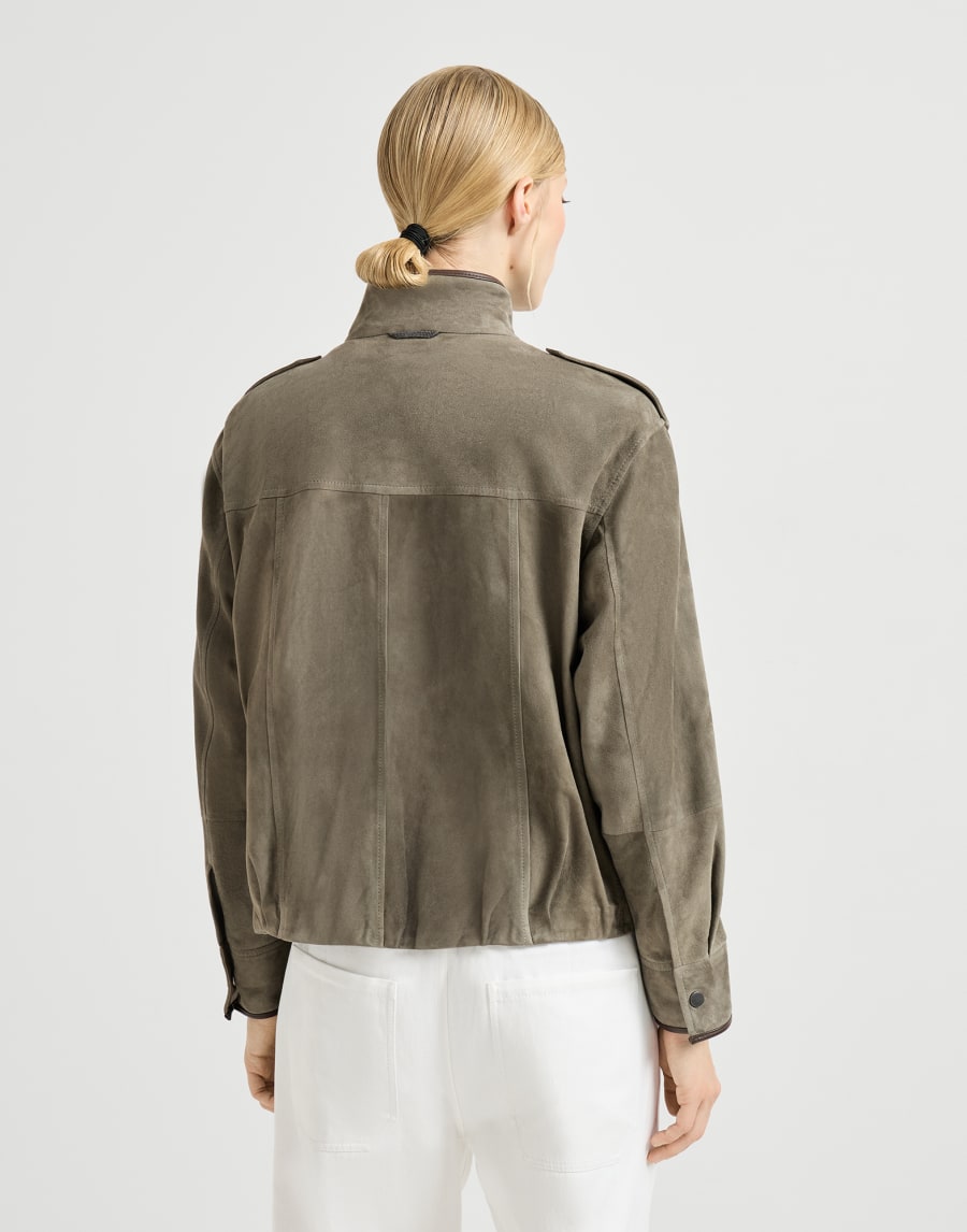Couture suede outerwear Khaki Woman - Brunello Cucinelli