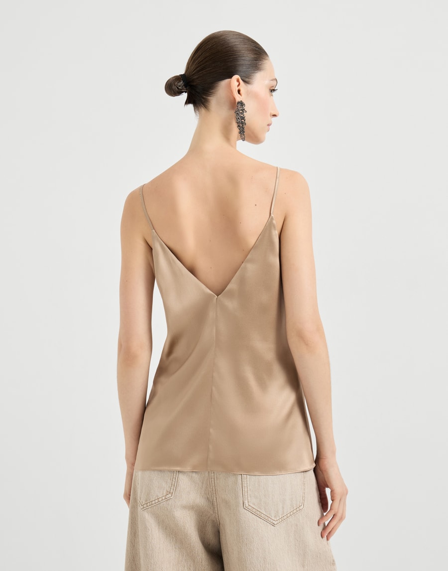 Stretch silk satin camisole Beige Woman - Brunello Cucinelli