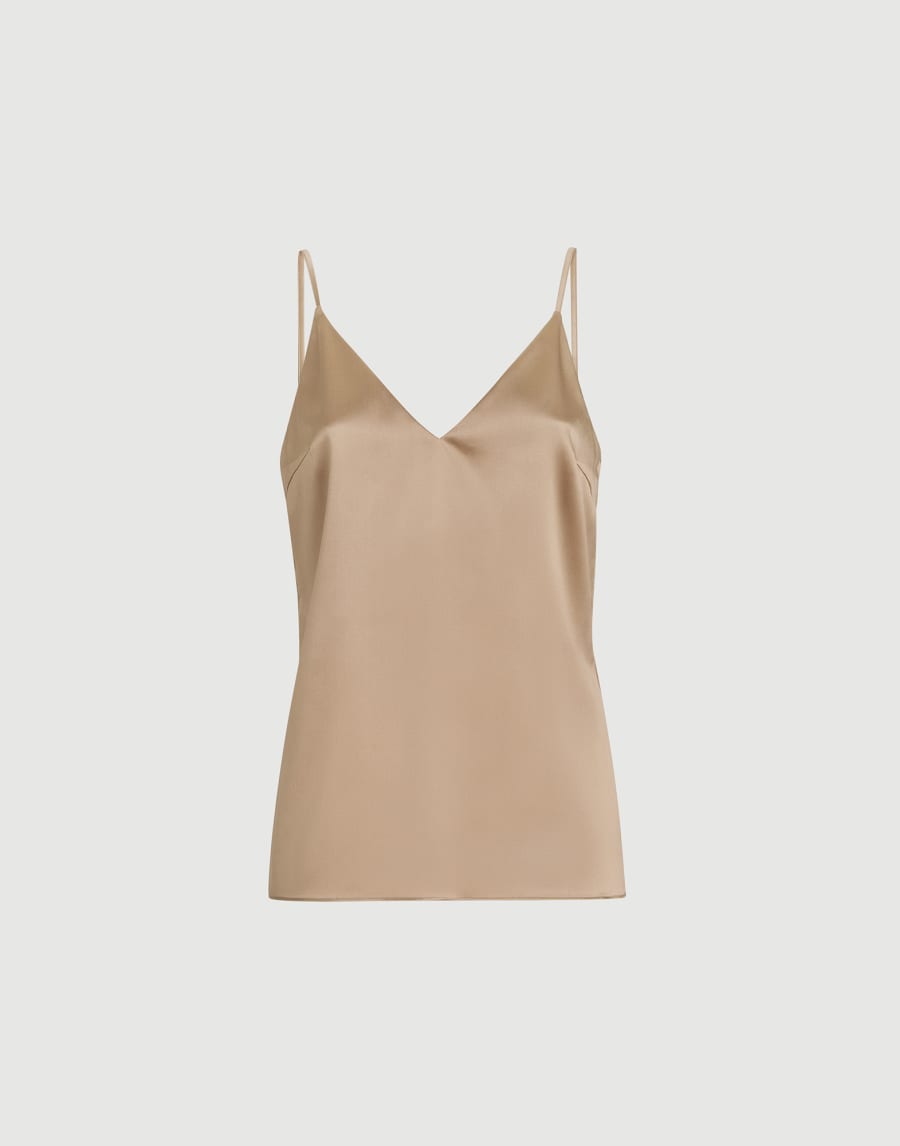 Stretch silk satin camisole Beige Woman - Brunello Cucinelli