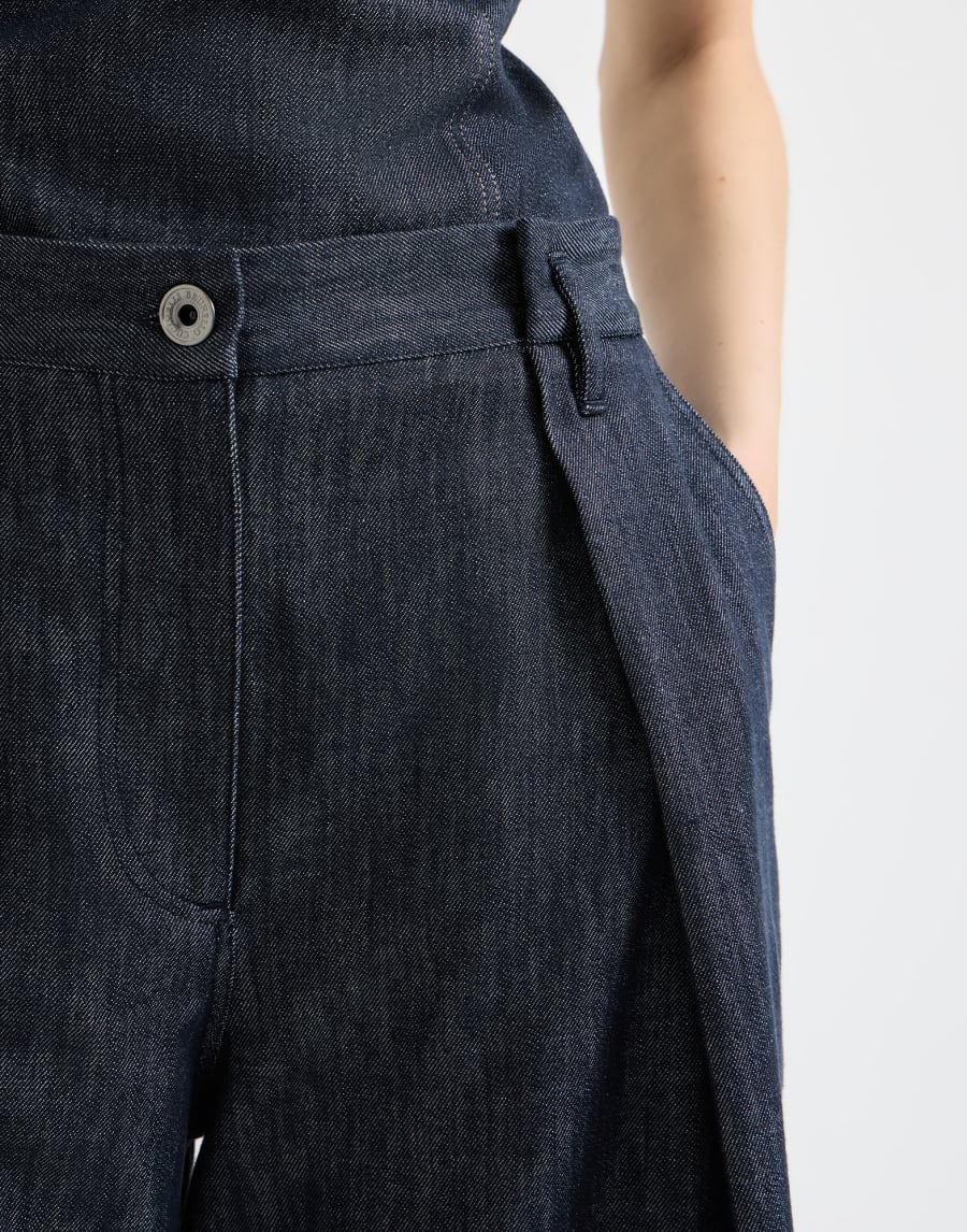 Pleated A-line trousers Denim Woman - Brunello Cucinelli