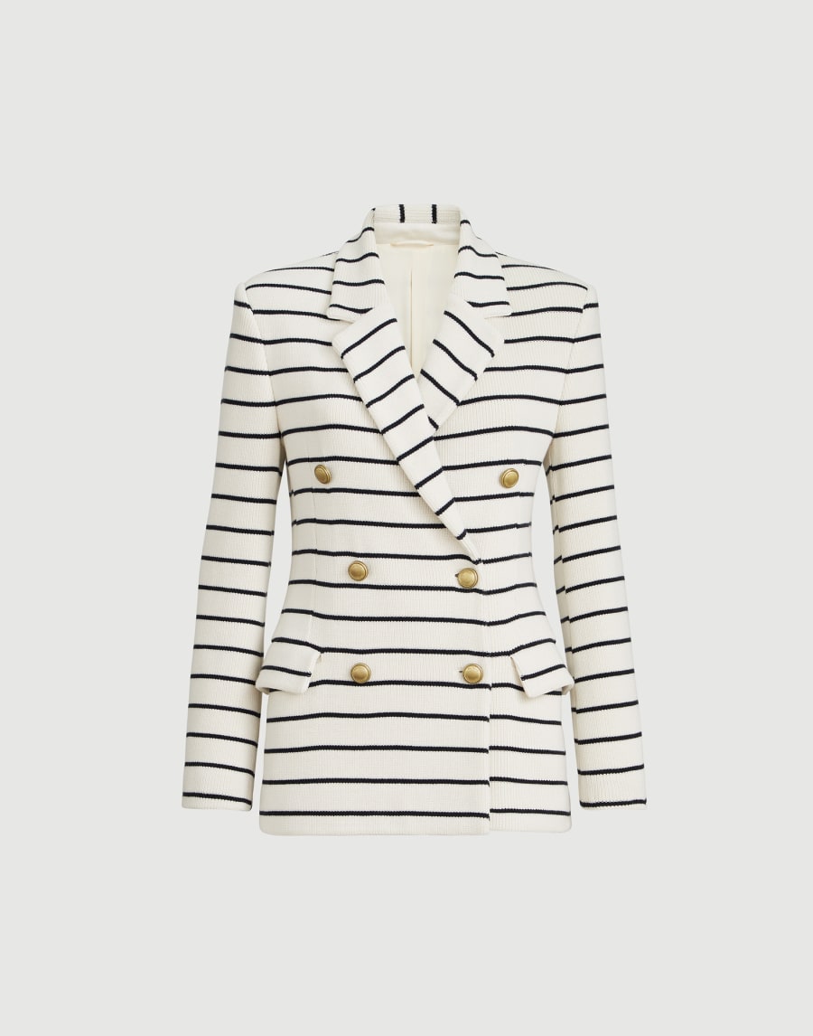 Striped knit blazer Blue Woman - Brunello Cucinelli