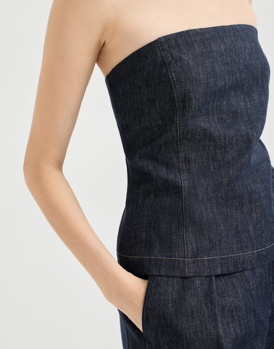 Bandeau top Denim Woman - Brunello Cucinelli