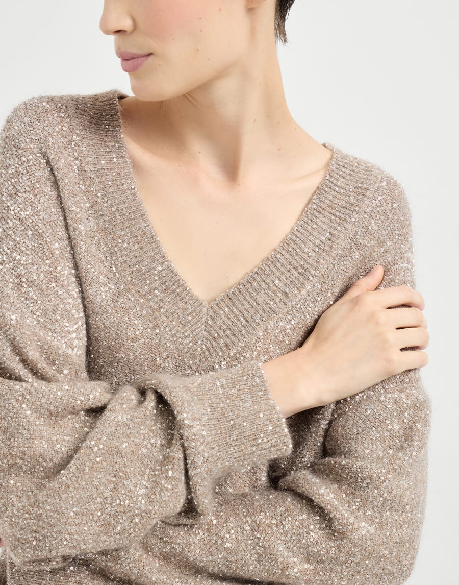 Dazzling Texture-Pullover Hellbraun Damen - Brunello Cucinelli