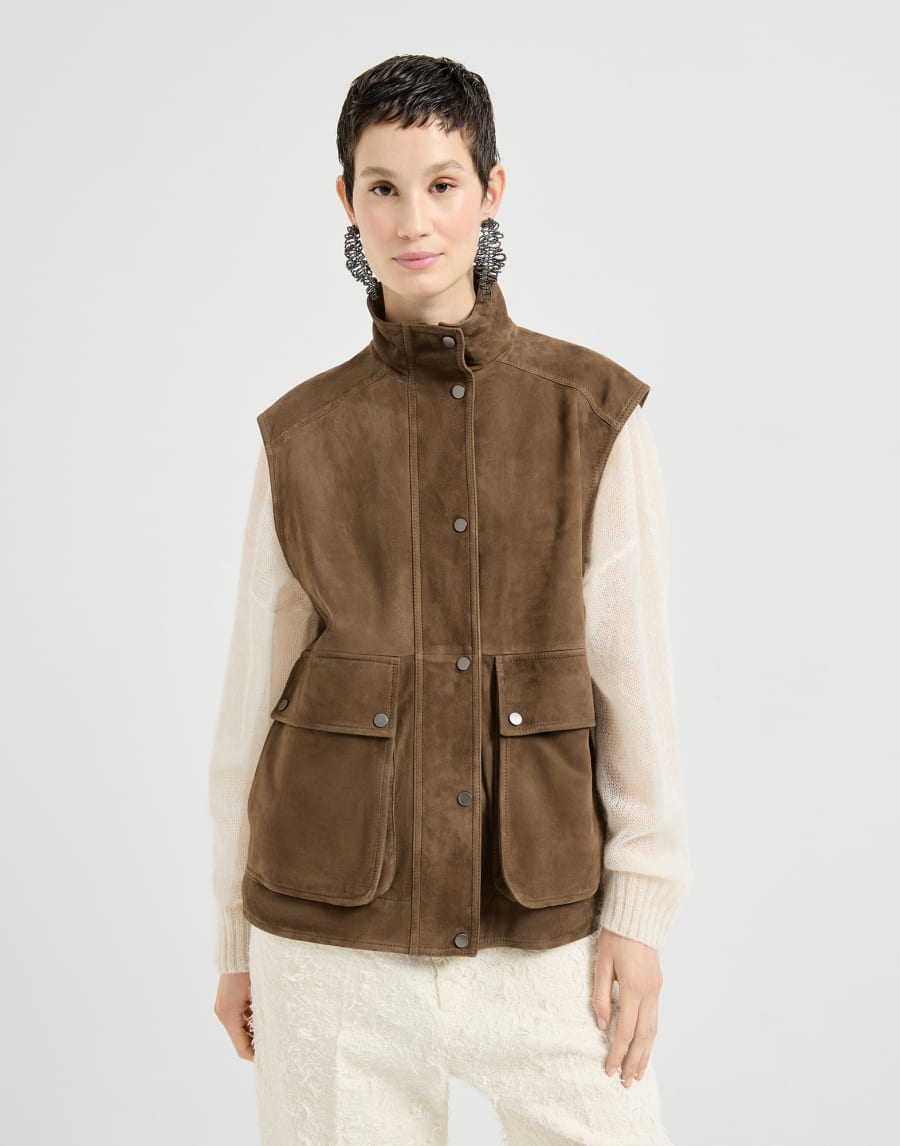 Couture suede vest Brown Woman - Brunello Cucinelli