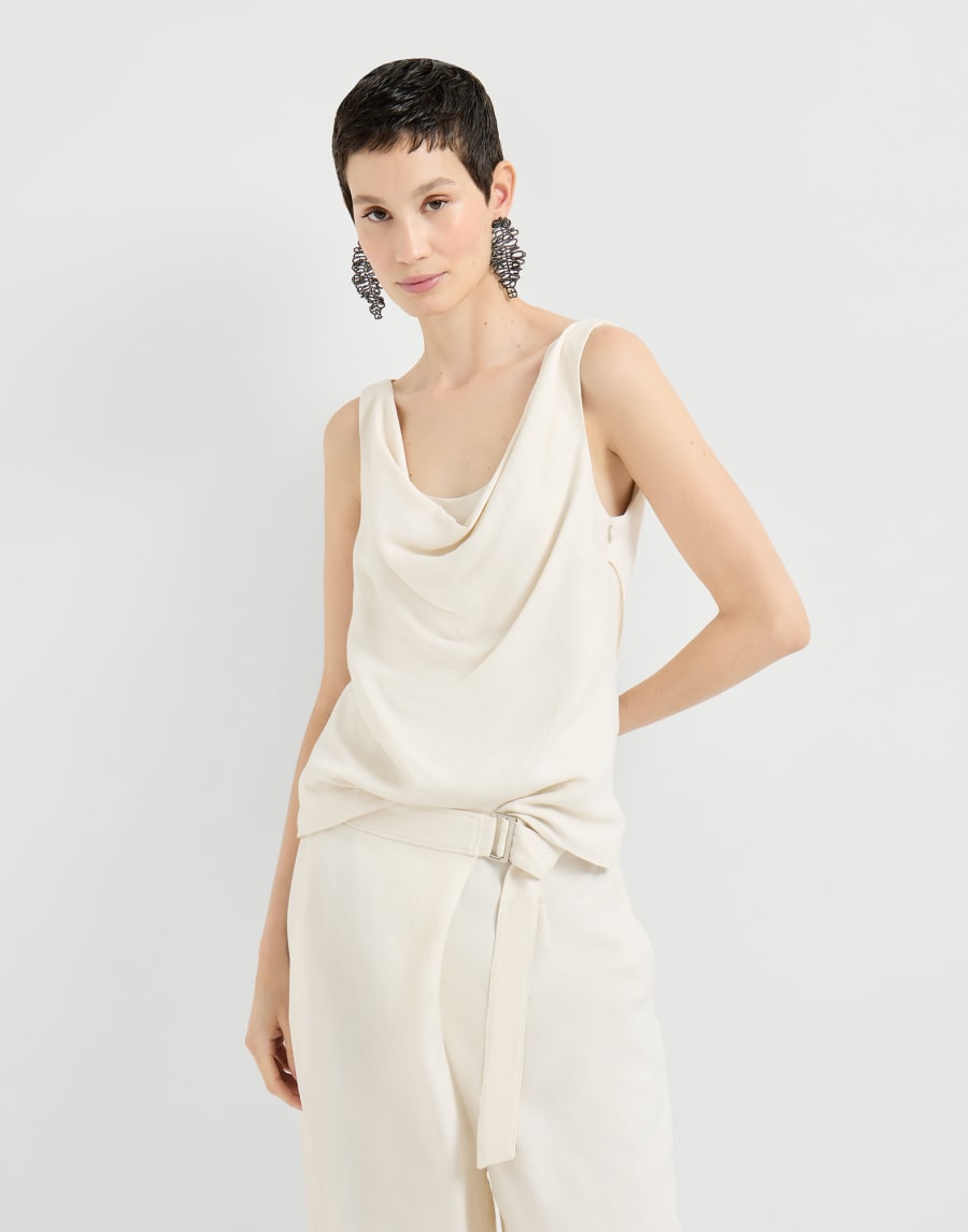 Fluid twill top Ivory Woman - Brunello Cucinelli