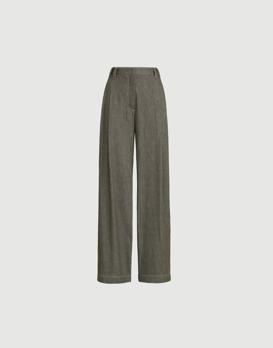 Wide Smart trousers Olive Woman - Brunello Cucinelli