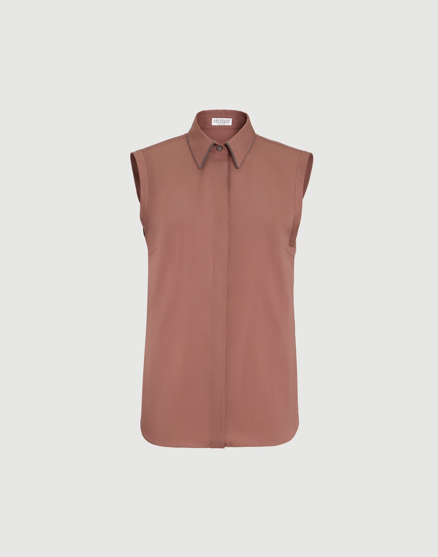 Chemise en popeline extensible Rouge Brique Femme - Brunello Cucinelli